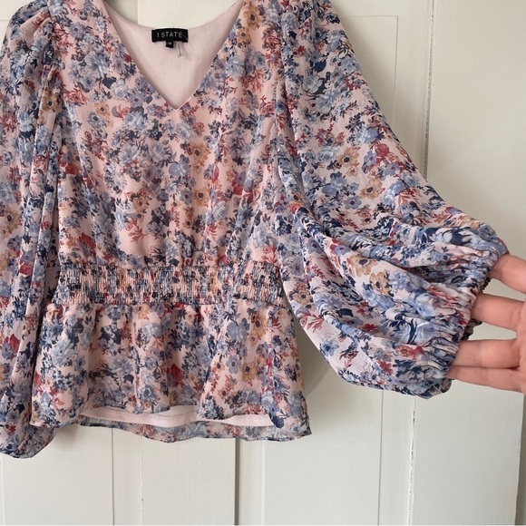 1. State Light Pink & Blue Purple Floral Top - Picture 7 of 9